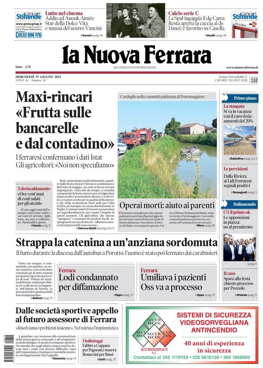 Prima-pagina-nuova ferrara-oggi-edizione-del-2024-06-19